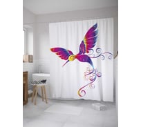 Штора (занавеска) для ванной JoyArty "Магический колибри" из сатена, 180х200 см с крючками, sc_12397