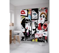 Штора (занавеска) для ванной JoyArty "Модная жизнь" из сатена, 180х200 см с крючками, sc_17550