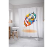 Штора (занавеска) для ванной JoyArty "Радуга на овальном мяче" из сатена, 180х200 см с крючками, sc_16551