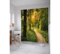 Штора (занавеска) для ванной JoyArty "Веселая тропинка" из сатена, 180х200 см с крючками, sc_18966