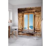 Штора (занавеска) для ванной JoyArty "Деревянные ставни" из сатена, 180х200 см с крючками, sc_18003