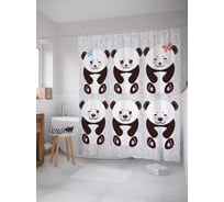 Штора (занавеска) для ванной JoyArty "Маленькие панды" из сатена, 180х200 см с крючками, sc_17655