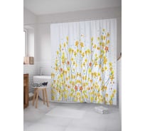 Штора (занавеска) для ванной JoyArty "Безудержные цветы" из сатена, 180х200 см с крючками, sc_16653