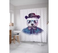 Штора (занавеска) для ванной JoyArty "Модная панда" из сатена, 180х200 см с крючками, sc_18495