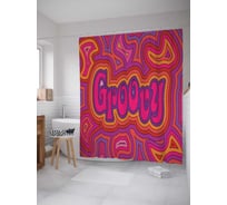 Штора (занавеска) для ванной JoyArty "Заводной рисунок" из сатена, 180х200 см с крючками, sc_10946