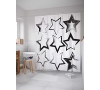 Штора (занавеска) для ванной JoyArty "Строгие звезды" из сатена, 180х200 см с крючками, sc_17682