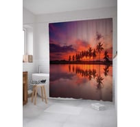 Штора (занавеска) для ванной JoyArty "Пальмовый строй" из сатена, 180х200 см с крючками, sc_17593