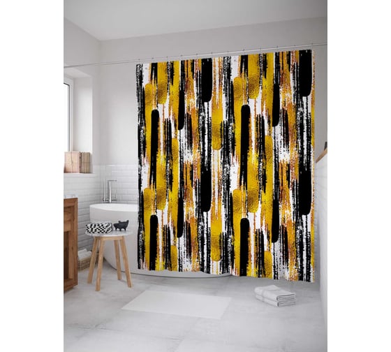 Штора (занавеска) для ванной JoyArty "Тигровый раскрас" из сатена, 180х200 см с крючками, sc_21410 1