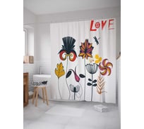 Штора (занавеска) для ванной JoyArty "Любовная флора" из сатена, 180х200 см с крючками, sc_18346