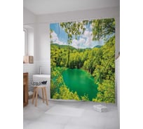 Штора (занавеска) для ванной JoyArty "Спрятавшееся озеро" из сатена, 180х200 см с крючками, sc_22011