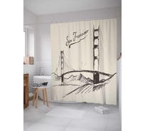 Штора (занавеска) для ванной JoyArty "Сан-Франциско" из сатена, 180х200 см с крючками, sc_11268