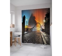 Штора (занавеска) для ванной JoyArty "Кривая мостовая арка" из сатена, 180х200 см с крючками, sc_16760