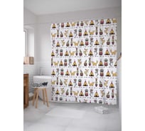 Штора (занавеска) для ванной JoyArty "Звери индейцы" из сатена, 180х200 см с крючками, sc_15490