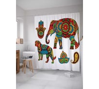 Штора (занавеска) для ванной JoyArty "Индуизм в узорах" из сатена, 180х200 см с крючками, sc_19281