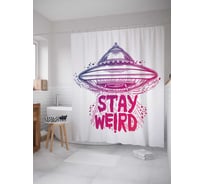Штора (занавеска) для ванной JoyArty "Оставайся странным" из сатена, 180х200 см с крючками, sc_19594