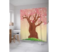 Штора (занавеска) для ванной JoyArty "Дерево воображения" из сатена, 180х200 см с крючками, sc_14298