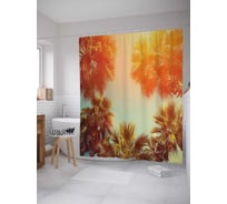 Штора (занавеска) для ванной JoyArty "В круге пальм" из сатена, 180х200 см с крючками, sc_19467
