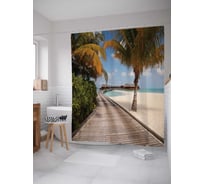 Штора (занавеска) для ванной JoyArty "Пляж острова Ваадху" из сатена, 180х200 см с крючками, sc_16120