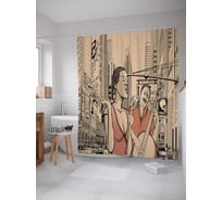 Штора (занавеска) для ванной JoyArty "Джазовая Певица Гитарист" из сатена, 180х200 см с крючками, sc_16682