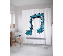 Штора (занавеска) для ванной JoyArty "Колючая нота" из сатена, 180х200 см с крючками, sc_12004