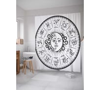 Штора (занавеска) для ванной JoyArty "Загадочный зодиак" из сатена, 180х200 см с крючками, sc_18709