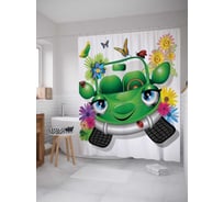 Штора (занавеска) для ванной JoyArty "Машина счастья" из сатена, 180х200 см с крючками, sc_18210