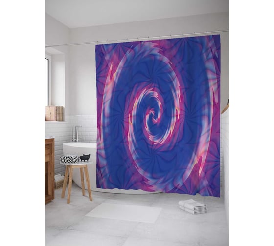 Штора (занавеска) для ванной JoyArty "Облачная спираль" из сатена, 180х200 см с крючками, sc_18735