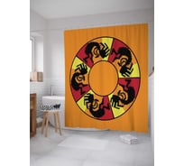 Штора (занавеска) для ванной JoyArty "Круговой танец" из сатена, 180х200 см с крючками, sc_13219