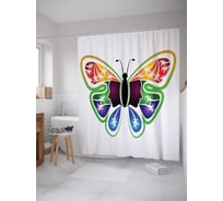 Штора (занавеска) для ванной JoyArty "Абстрактная бабочка" из сатена, 180х200 см с крючками, sc_13595