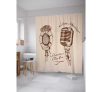 Штора (занавеска) для ванной JoyArty "Музыкальный клуб" из сатена, 180х200 см с крючками, sc_14241