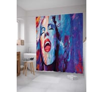 Штора (занавеска) для ванной JoyArty "Божественный голос" из сатена, 180х200 см с крючками, sc_16687