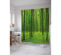 Штора (занавеска) для ванной JoyArty "Лесная зелень" из сатена, 180х200 см с крючками, sc_18945