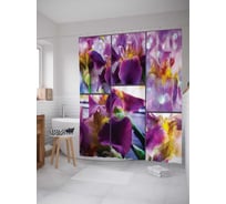 Штора (занавеска) для ванной JoyArty "Цветочное головокружение" из сатена, 180х200 см с крючками, sc_18466