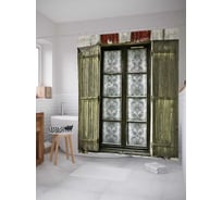 Штора (занавеска) для ванной JoyArty "Окно со ставнями" из сатена, 180х200 см с крючками, sc_14191