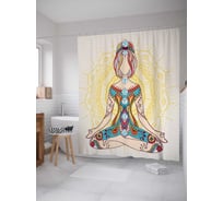 Штора (занавеска) для ванной JoyArty "Йогиня" из сатена, 180х200 см с крючками, sc_18783