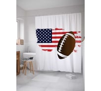 Штора (занавеска) для ванной JoyArty "Американский футбол" из сатена, 180х200 см с крючками, sc_11491