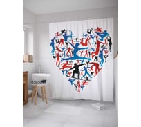 Штора (занавеска) для ванной JoyArty "Спортивная любовь" из сатена, 180х200 см с крючками, sc_10924