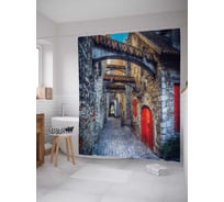 Штора (занавеска) для ванной JoyArty "Узкие каменные улицы" из сатена, 180х200 см с крючками, sc_15390