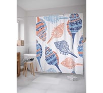 Штора (занавеска) для ванной JoyArty "Фантастические раковины" из сатена, 180х200 см с крючками, sc_2896