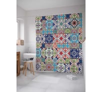 Штора (занавеска) для ванной JoyArty "Цветочный пазл" из сатена, 180х200 см с крючками, sc_17007