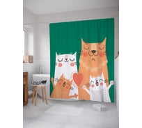 Штора (занавеска) для ванной JoyArty "Кошачья идиллия" из сатена, 180х200 см sc_378622