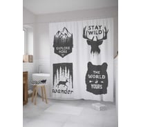 Штора (занавеска) для ванной JoyArty "Мир принадлежит тебе" из сатена, 180х200 см с крючками, sc_11108