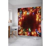 Штора (занавеска) для ванной JoyArty "Новогодние гирлянды" из сатена, 180х200 см с крючками, sc_19389