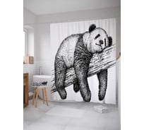 Штора (занавеска) для ванной JoyArty "Усталая панда" из сатена, 180х200 см с крючками, sc_18108