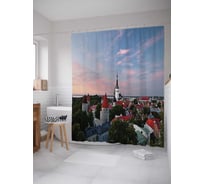 Штора (занавеска) для ванной JoyArty "Городские мечты" из сатена, 180х200 см с крючками, sc_10536