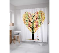 Штора (занавеска) для ванной JoyArty "Осенняя любовь" из сатена, 180х200 см с крючками, sc_13451