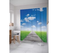 Штора (занавеска) для ванной JoyArty "Мост через поле" из сатена, 180х200 см с крючками, sc_16100
