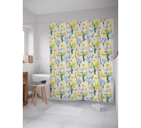 Штора (занавеска) для ванной JoyArty "Цветочные узоры" из сатена, 180х200 см с крючками, sc_14136