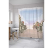 Штора (занавеска) для ванной JoyArty "Улица на Диком Западе" из сатена, 180х200 см с крючками, sc_11930