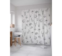 Штора (занавеска) для ванной JoyArty "Интеллигентные звери" из сатена, 180х200 см с крючками, sc_13579